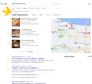Google Search of Pizza
